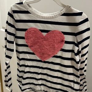 GAP Kids Navy Striped Shirt with Pink Heart